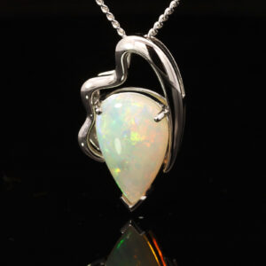 White Gold Blue Green Yellow Orange Crystal Opal Pendant