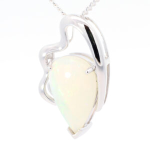 White Gold Blue Green Yellow Orange Crystal Opal Pendant