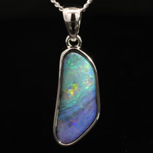 Sterling Silver Blue Green Purple Orange Boulder Opal Pendant