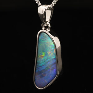 Sterling Silver Blue Green Purple Orange Boulder Opal Pendant