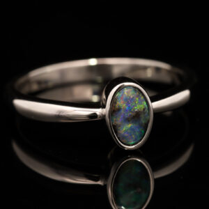 Sterling Silver Blue Green Yellow Orange Pink Boulder Opal Ring