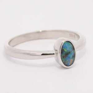 Sterling Silver Blue Green Yellow Orange Pink Boulder Opal Ring