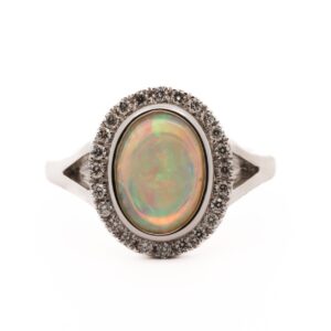 White Gold Crystal Opal Ring