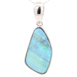 Sterling Silver Blue Green Boulder Opal Pendant