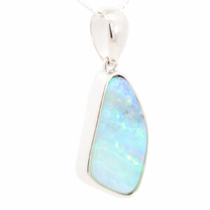 Sterling Silver Blue Green Boulder Opal Pendant