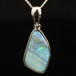 Sterling Silver Blue Green Boulder Opal Pendant