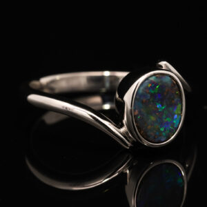 Sterling Silver Blue Green Boulder Opal Ring