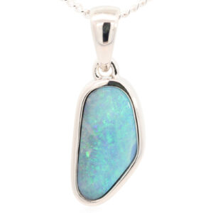 Sterling Silver Blue Green Boulder Opal Pendant