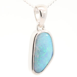 Sterling Silver Blue Green Boulder Opal Pendant
