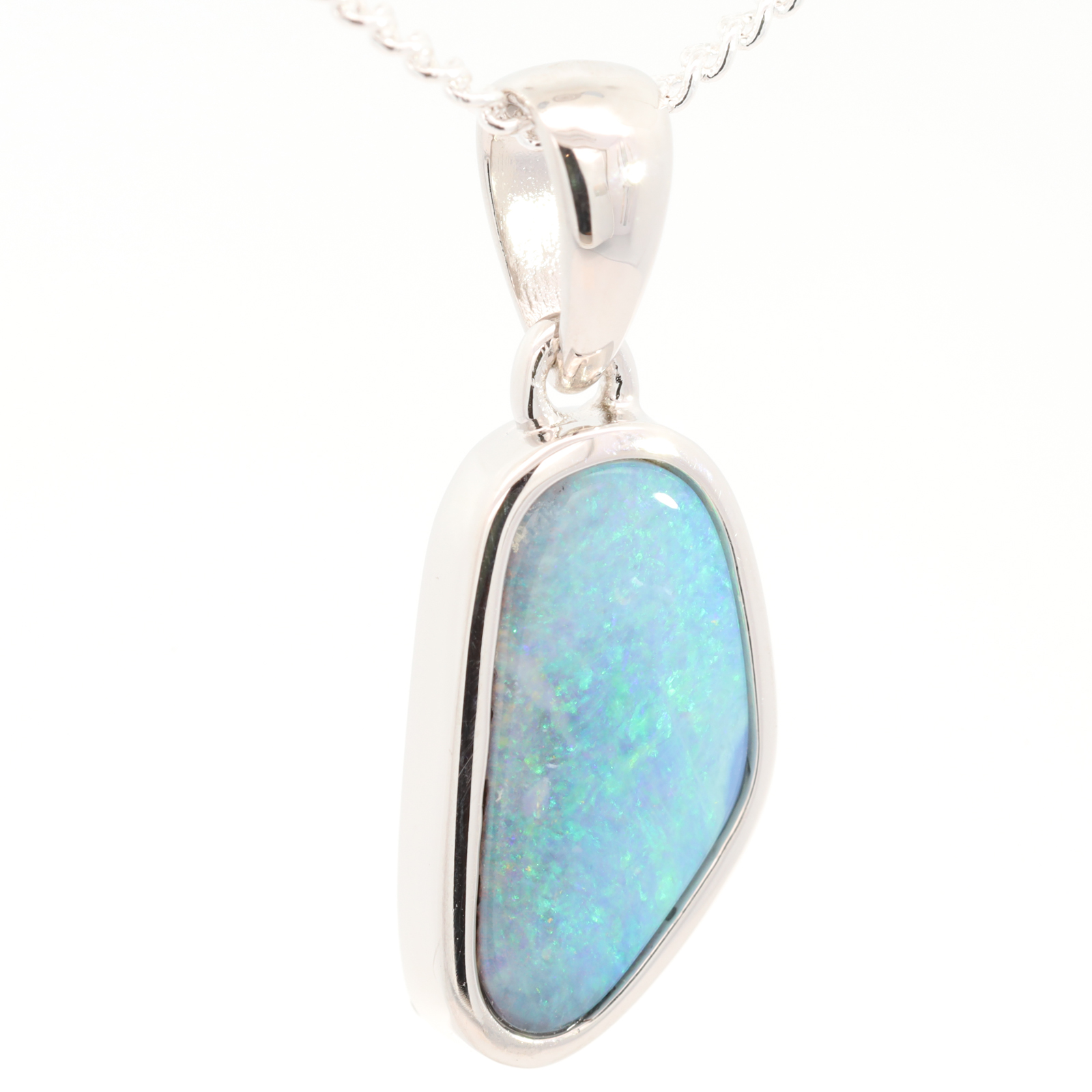 Sterling Silver Blue Green Boulder Opal Pendant