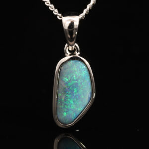 Sterling Silver Blue Green Boulder Opal Pendant