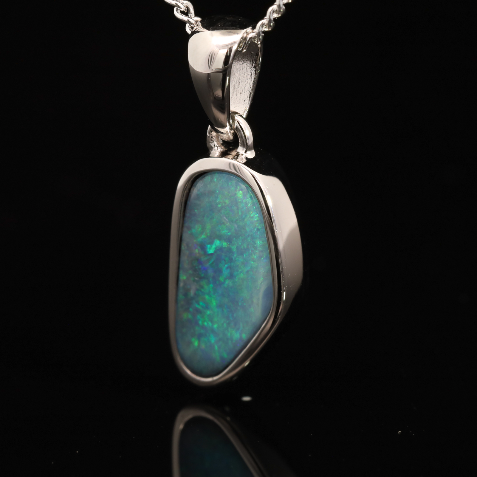 Sterling Silver Blue Green Boulder Opal Pendant