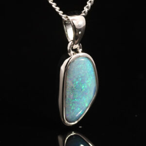Sterling Silver Blue Green Boulder Opal Pendant