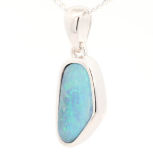 Sterling Silver Blue Green Boulder Opal Pendant
