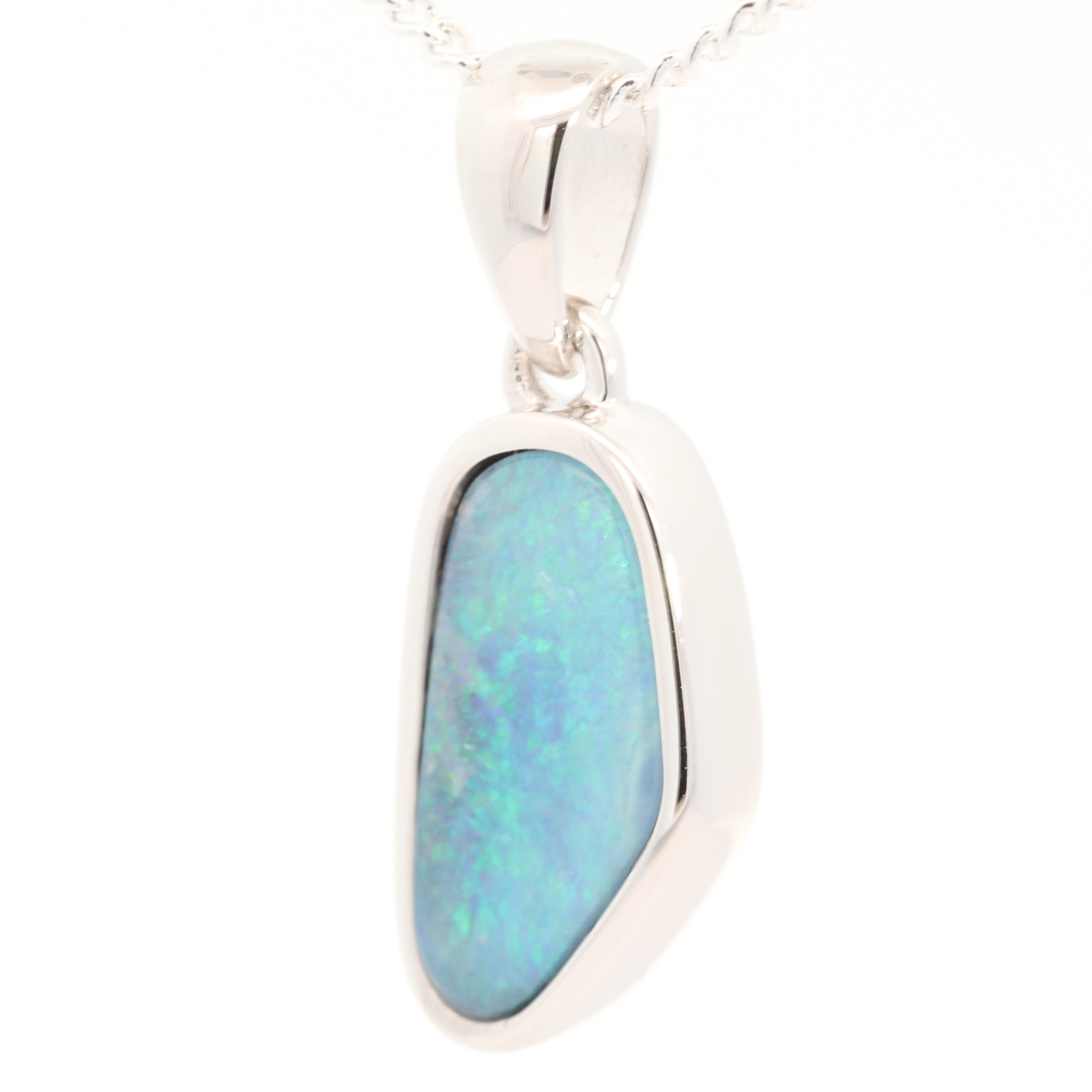 Sterling Silver Blue Green Boulder Opal Pendant
