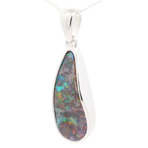 Sterling Silver Blue Green Yellow Orange Red Boulder Opal Pendant