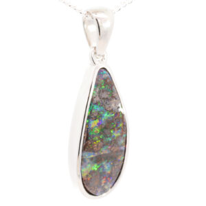 Sterling Silver Blue Green Yellow Orange Red Boulder Opal Pendant