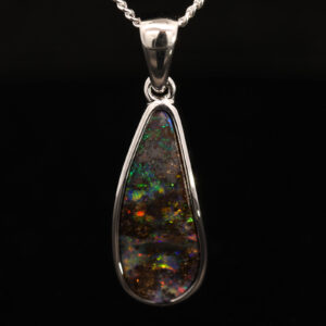 Sterling Silver Blue Green Yellow Orange Red Boulder Opal Pendant