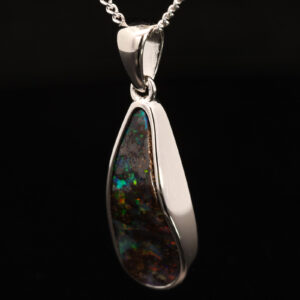Sterling Silver Blue Green Yellow Orange Red Boulder Opal Pendant