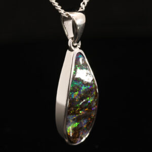 Sterling Silver Blue Green Yellow Orange Red Boulder Opal Pendant
