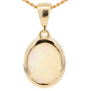 Custom Yellow Gold Blue Green Yellow Orange White Opal Pendant