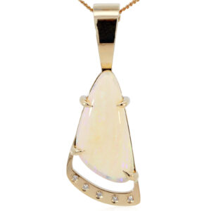 Yellow Gold Blue Green Purple Crystal Opal and Diamond Pendant