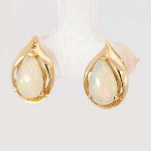 Yellow Gold Blue Green Yellow Orange Pink Crystal Opal Earrings