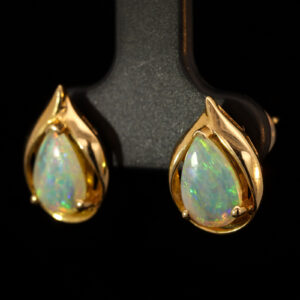 Yellow Gold Blue Green Yellow Orange Pink Crystal Opal Earrings