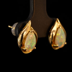 Yellow Gold Blue Green Yellow Orange Pink Crystal Opal Earrings