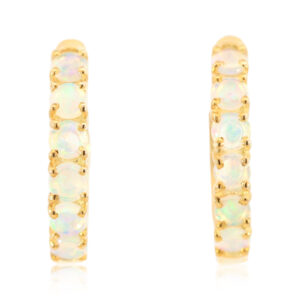 Yellow Gold Blue Green Crystal Opal Earrings