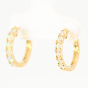 Yellow Gold Blue Green Crystal Opal Earrings