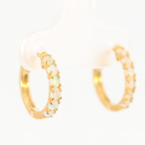 Yellow Gold Blue Green Crystal Opal Earrings