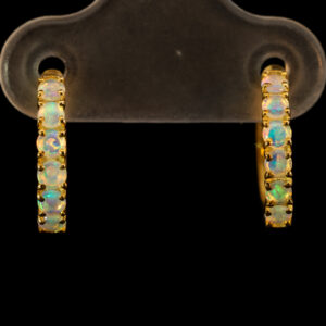 Yellow Gold Blue Green Crystal Opal Earrings