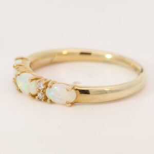 Yellow Gold Blue Green Yellow Orange Pink Crystal Opal and Diamond Ring
