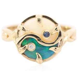 Custom Solid Black and White Opal Ring