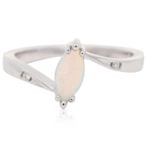 White Gold Blue Green Yellow Orange Pink Crystal Opal and Diamond Ring