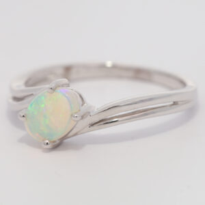 White Gold Blue Green Crystal Opal Ring
