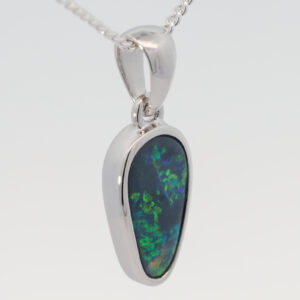 Sterling Silver Blue Green Orange Black Opal Pendant