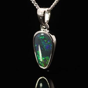 Sterling Silver Blue Green Orange Black Opal Pendant