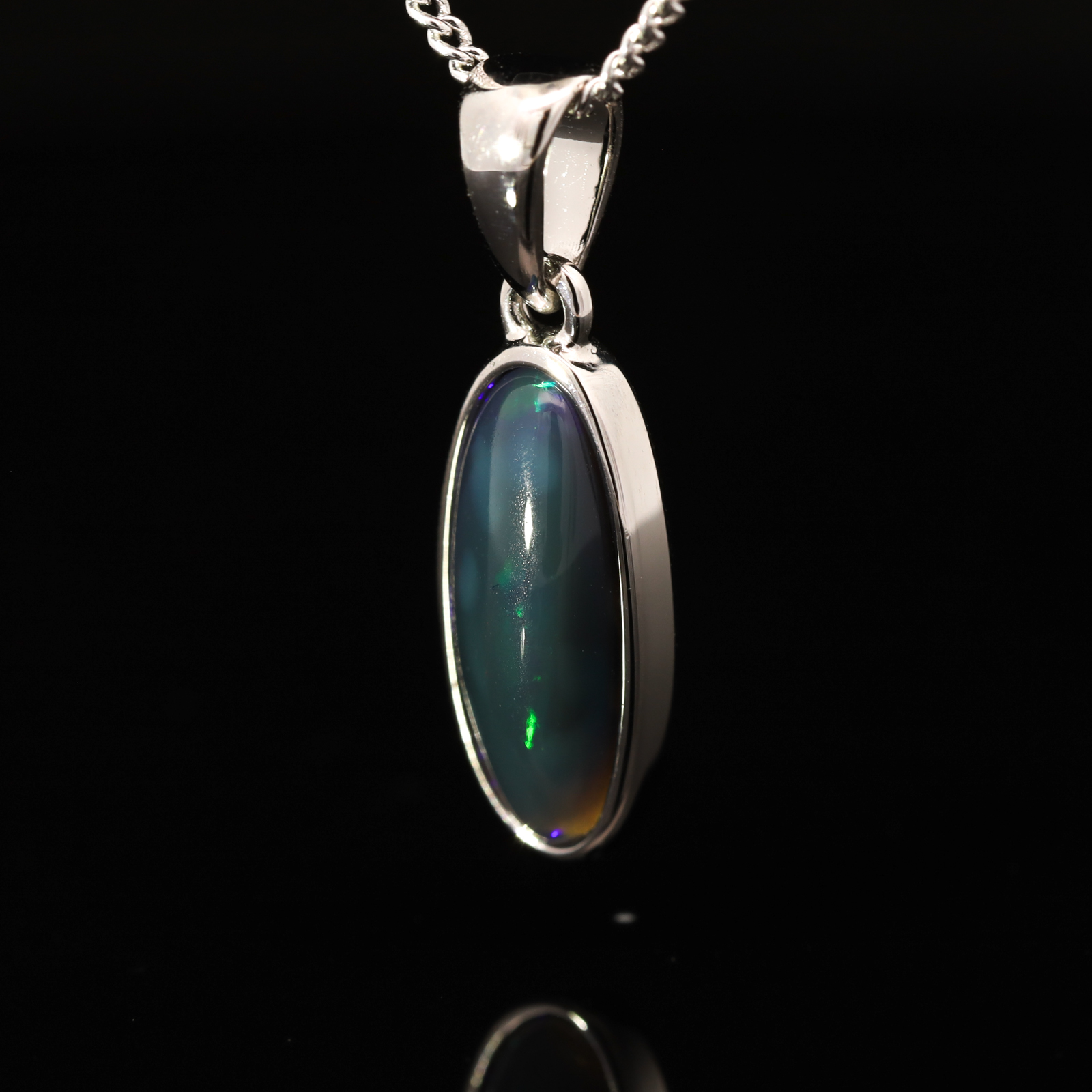 Sterling Silver Blue Green Yellow Orange Black Opal Pendant