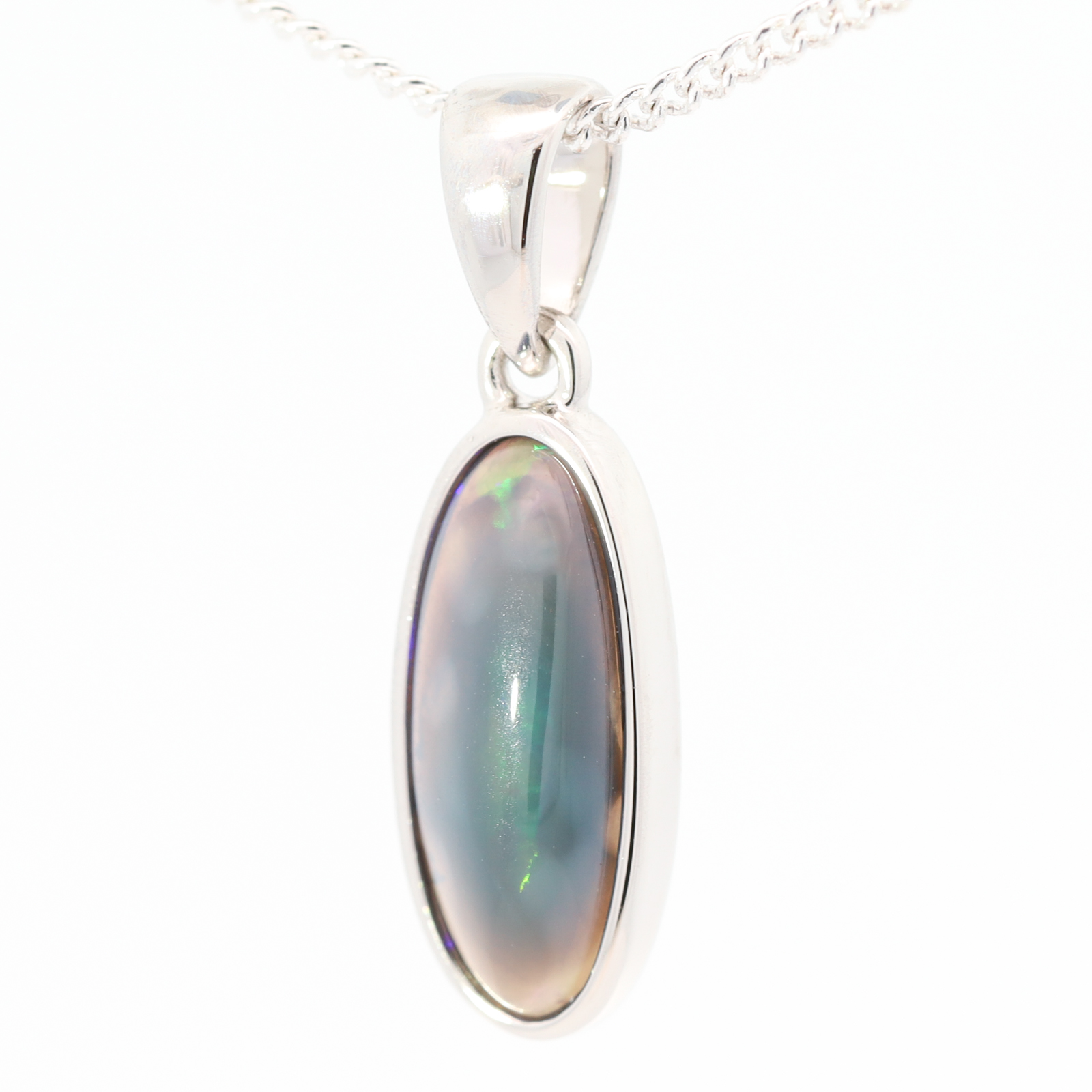 Sterling Silver Blue Green Yellow Orange Black Opal Pendant