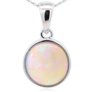 Sterling Silver Blue Green Crystal Opal Pendant