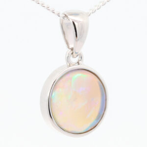 Sterling Silver Blue Green Crystal Opal Pendant