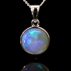 Sterling Silver Blue Green Crystal Opal Pendant
