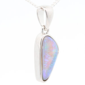 Sterling Silver Blue Green Purple Crystal Opal Pendant