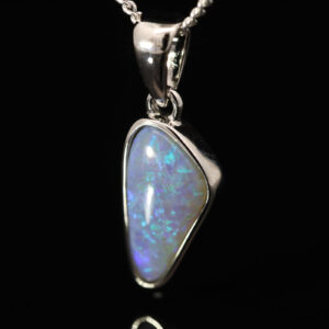 Sterling Silver Blue Green Purple Crystal Opal Pendant