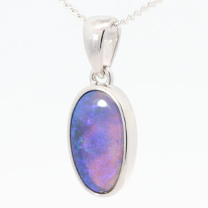 Sterling Silver Blue Green Purple Black Opal Pendant