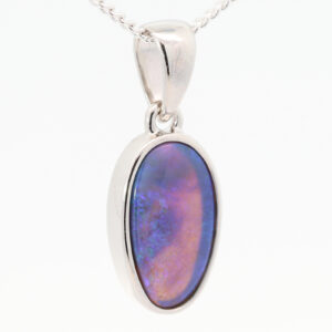 Sterling Silver Blue Green Purple Black Opal Pendant
