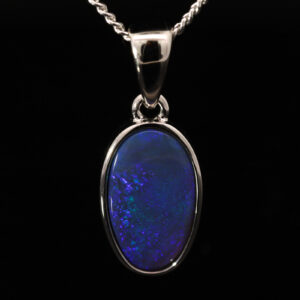 Sterling Silver Blue Green Purple Black Opal Pendant