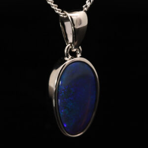 Sterling Silver Blue Green Purple Black Opal Pendant
